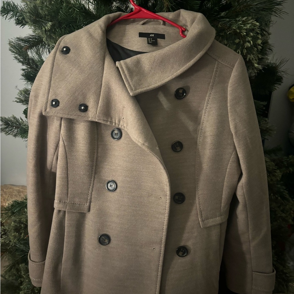 H&M Beige Double-Breasted Women's Coat
